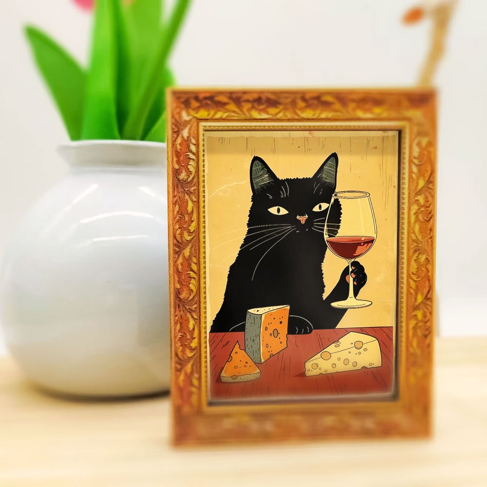 Wine Beer Cooler - 1 adet zarif siyah kedi buzdolabı