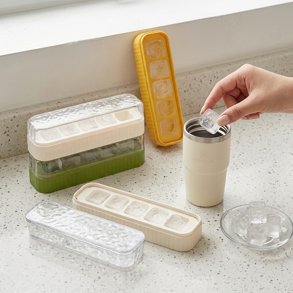 Wine Beer Cooler - Kapaklı Mini Plastik Buz Kalıbı, Yeniden