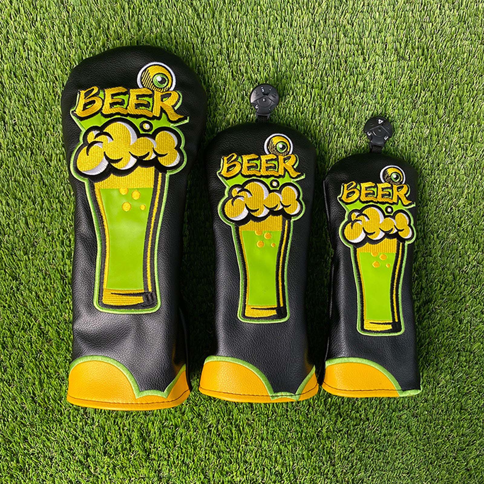 Beer & Wine Downtown - Bira Nakışlı PU Deri Golf Sopası
