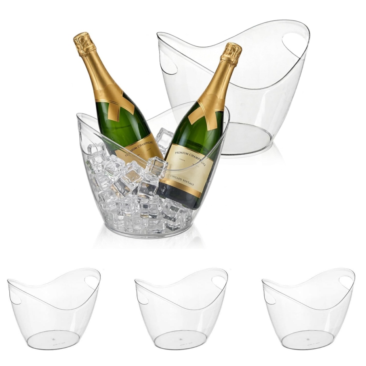 Wine Beer Cooler - 5'li PET Kırılamaz Buz Kovası Şarap